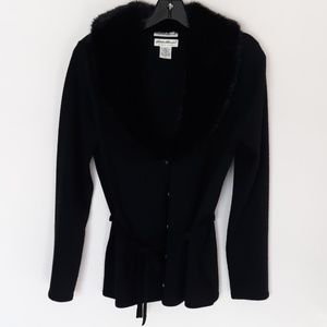 NWOT Eddie Bauer Faux Fur Collared Cardigan